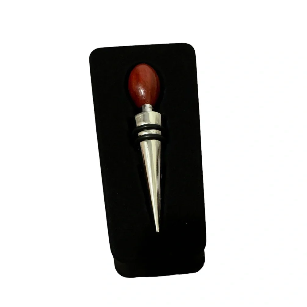 Wine Country Connoisseur’s Collection Wine Stopper. Chrome w/wooden ball. NIB